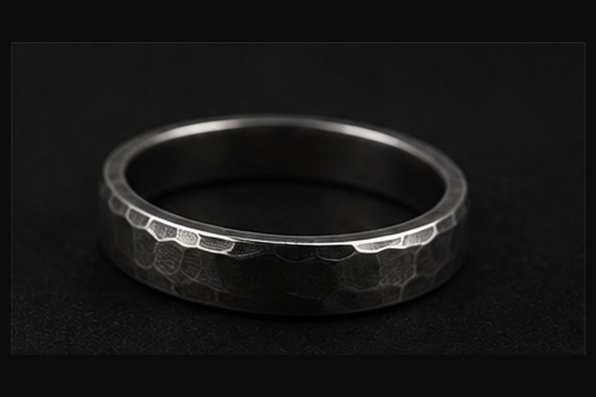 Coven Relics Hammered Band blackened sterling silver ring