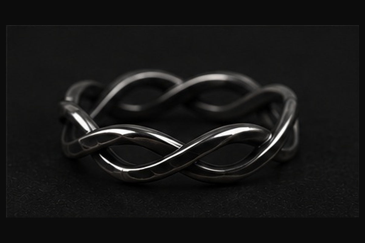 Coven Relics Infinity Weave blackened sterling silver ring