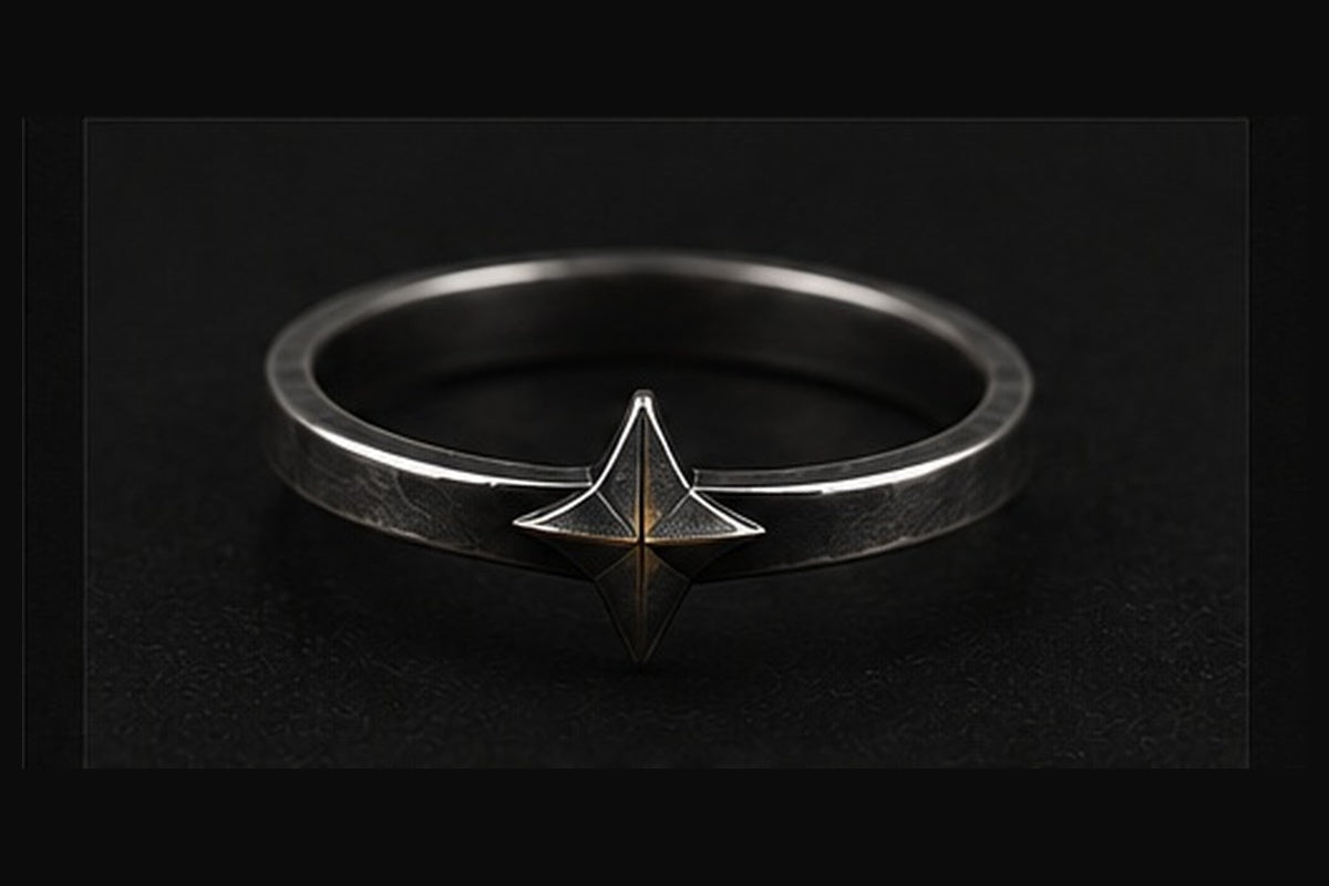 Coven Relics North Star blackened sterling silver ring