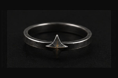 Coven Relics North Star blackened sterling silver ring